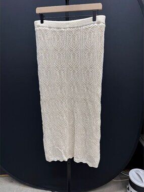Freshman 1996 Beige Crochet Midi Skirt